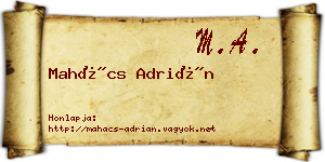 Mahács Adrián névjegykártya